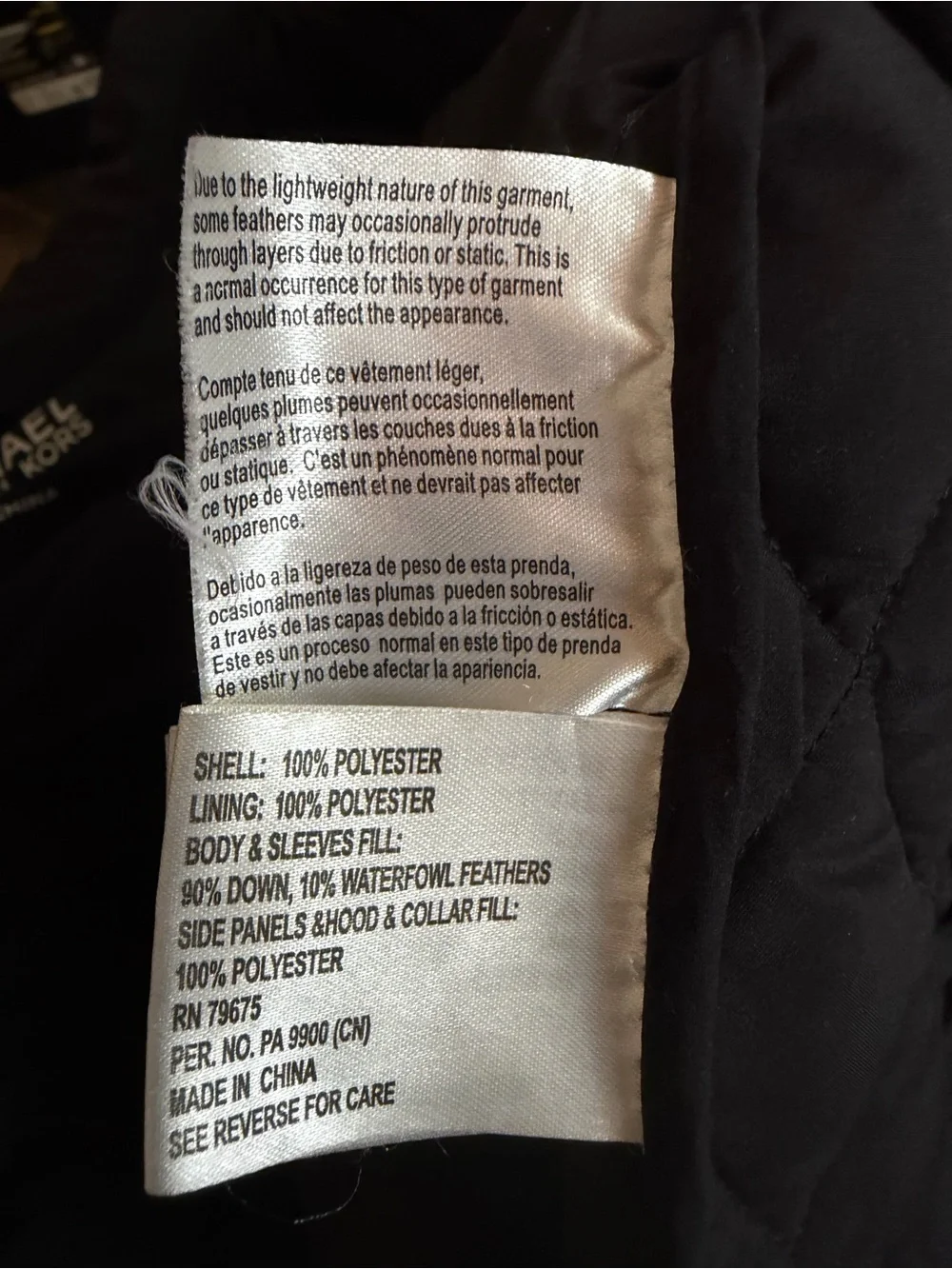 Michael Michael Kors Packable Down Fill Puffer Coat – Women’s XXL Black Hooded - Picture 7 of 10